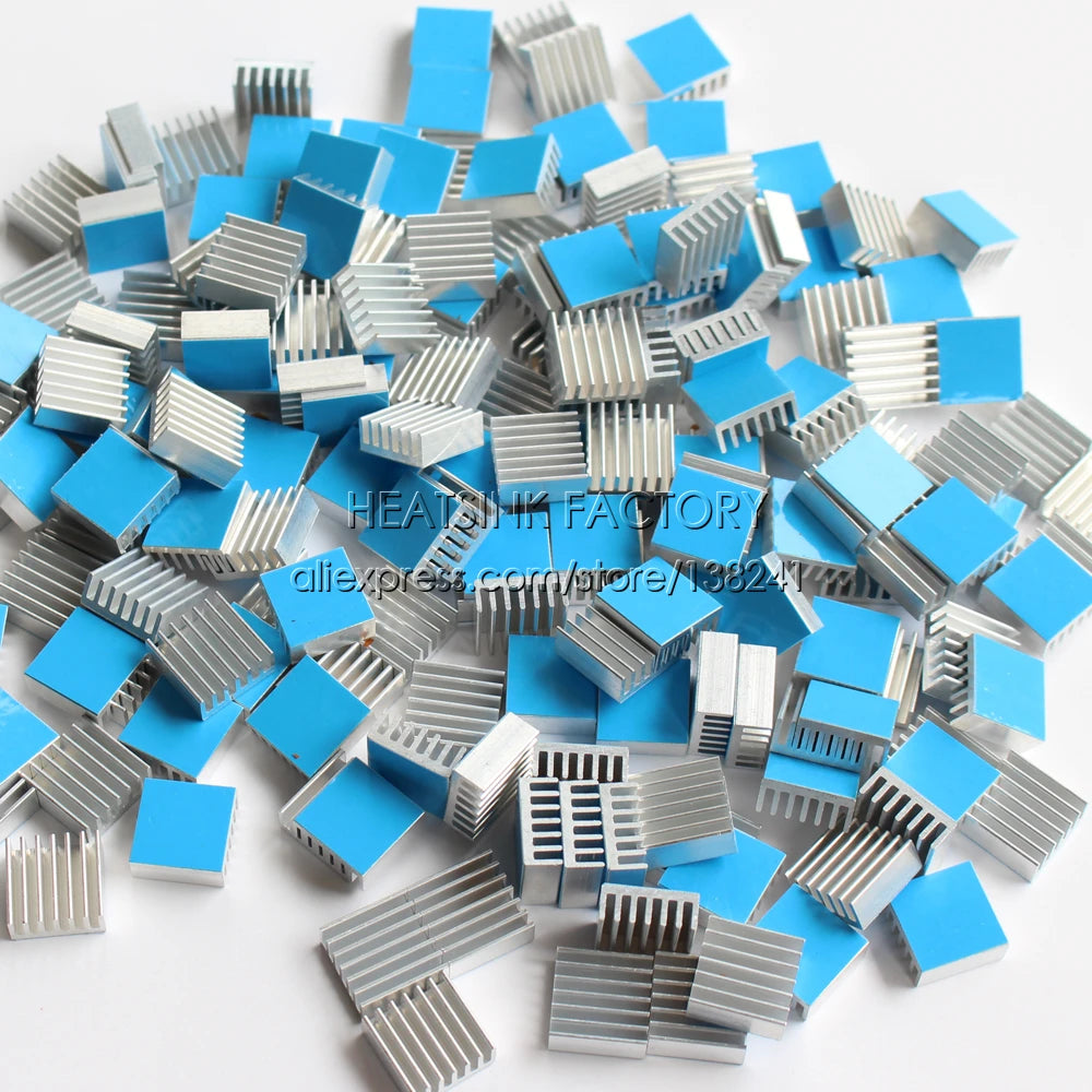 14x14x6mm Silver / Black Anodized Aluminum Cooling Heat Sink Cooler Radiator Heatsink With Thermal Double Sided Tape