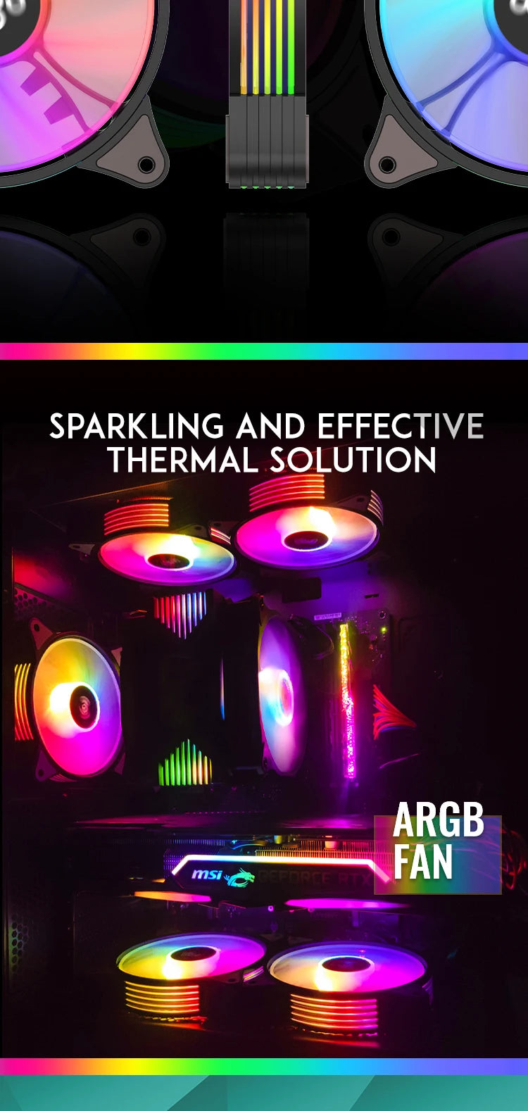 Aigo AR12 120mm pc gamer computer Case Fan RGB 12v Heatsink aura sync  Cooler argb Silent controller kit fan cooling ventilador