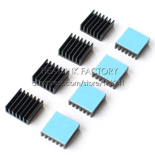 14x14x6mm Silver / Black Anodized Aluminum Cooling Heat Sink Cooler Radiator Heatsink With Thermal Double Sided Tape