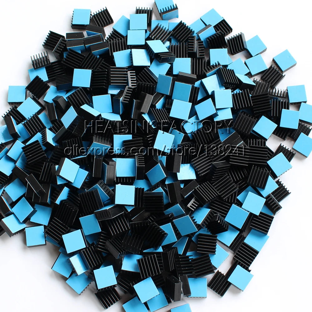 14x14x6mm Silver / Black Anodized Aluminum Cooling Heat Sink Cooler Radiator Heatsink With Thermal Double Sided Tape
