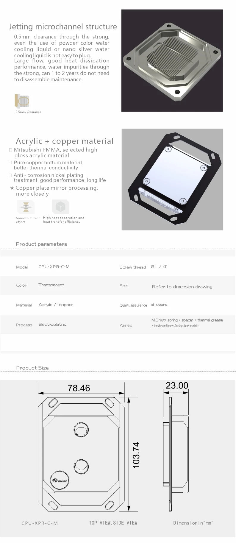 Bykski CPU Block Use for INTEL LGA115X 1200 1700 2011 /AMD Ryzen 3/5/7 X470 X570 Water Cooler Radiator CPU-XPR-C-M/CPU-XPR-C-I