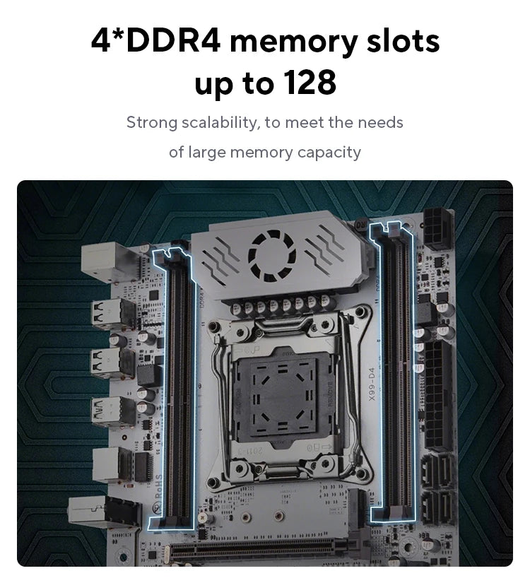 QIYIDA X99 motherboard D4 LGA 2011 3 with M.2 slot Support X99 C612chip DDR4 Memory SATA3.0 USB3.0 PCI16X