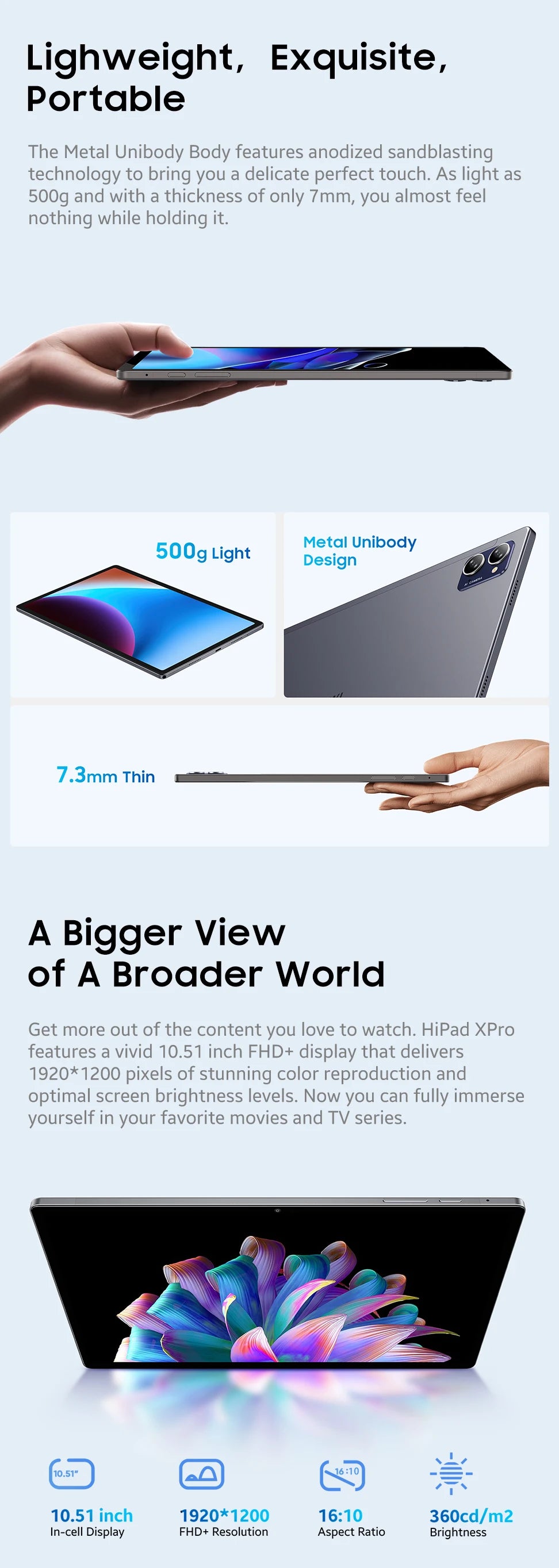 CHUWI HiPad XPro Tablet Android 12 Tablets  6GB 128GB 10.5 Inch FHD IPS Screen Unisoc T616 Qcta Core Pad 4G Network Tablet PC