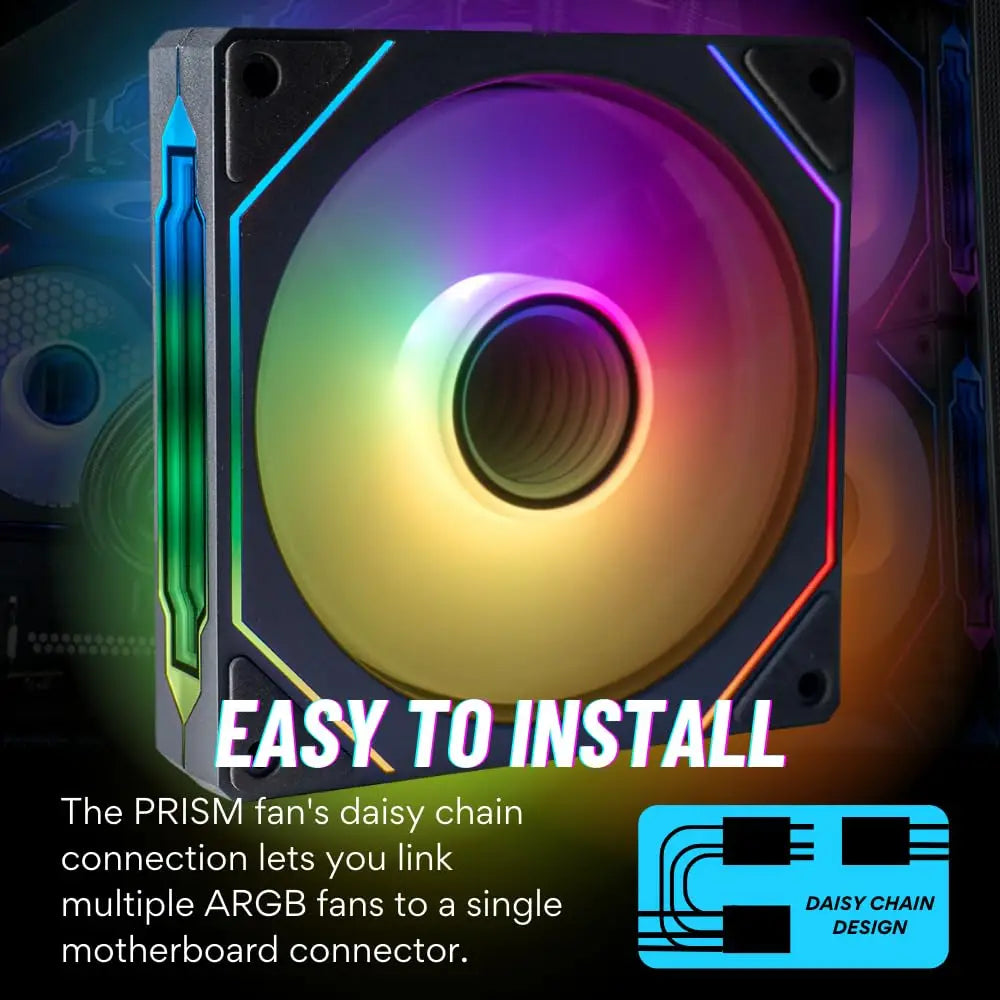 Computer Case Fan PRISM 4 PRO Mirror Cycle ARGB 120mm 4Pin PWM PC Quiet Cooling Fan Low Noise Chassis Fan
