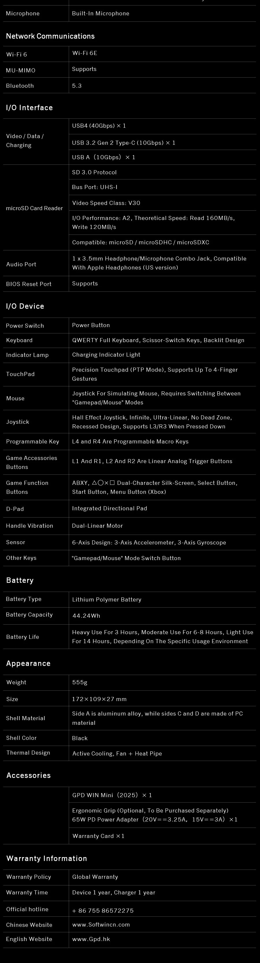 New2025 GPD WIN Mini  AMD AI 9 HX 370 7 Inch Handheld GamePad Tablet 64GB RAM 2TB PCIE4.0 Pocket Mini Laptop Game Player Console