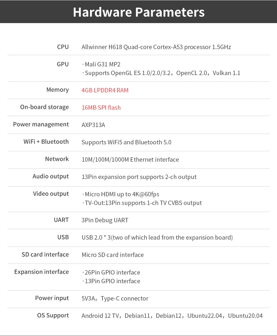 Orange Pi Zero 3 4G+Extension Board+5V3A Type-C Power Supply Mini PC DDR4 H618 WiFi5+BT5.0 Orange Pi Zero3 Single Board Computer