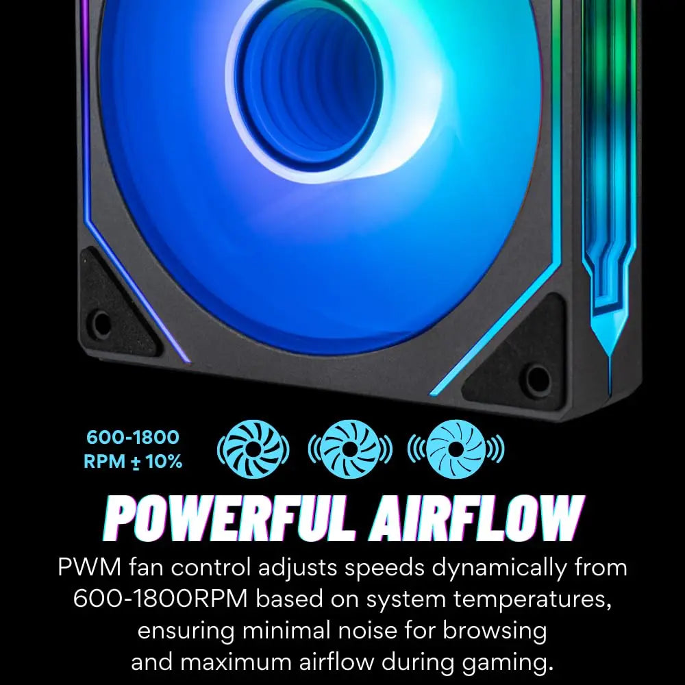 Computer Case Fan PRISM 4 PRO Mirror Cycle ARGB 120mm 4Pin PWM PC Quiet Cooling Fan Low Noise Chassis Fan
