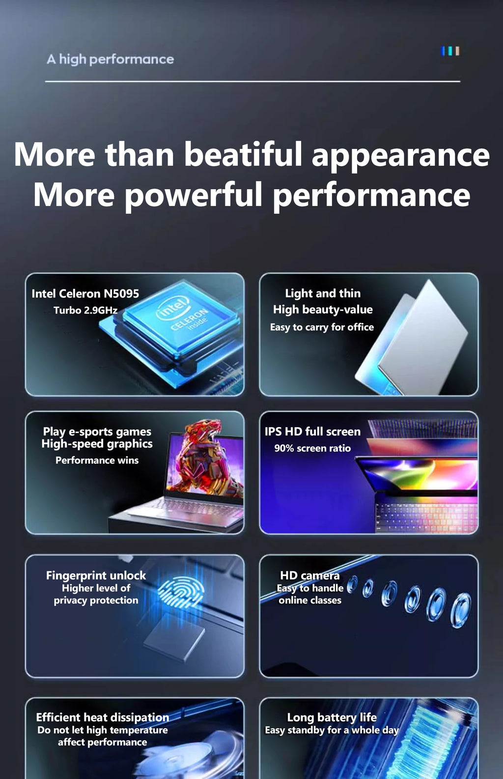 Cheap Celeron 11th N5095 Windows 10 11 Ram 16GB Rom 512GB 1TB 2TB SSD Computer 2.4G/5.0G Wifi Bluetooth Gaming Laptop