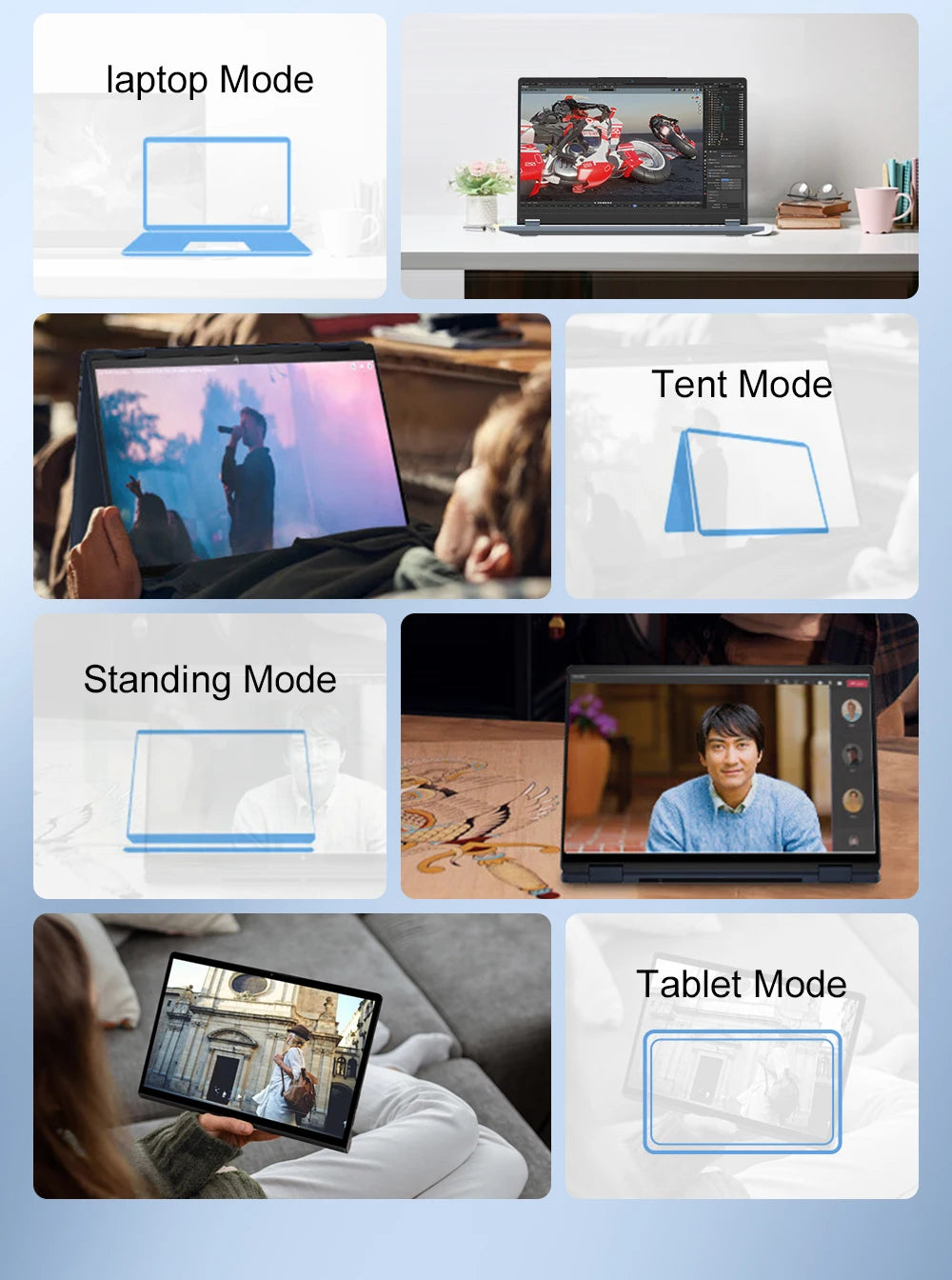 Ninkear YBOOK15 2 in 1 Laptop AMD Ryzen™ 3 3200U 15.6' 360° Flip FHD IPS Touchscreen 16G+512GB SSD  Backlit Keyboard Windows 11