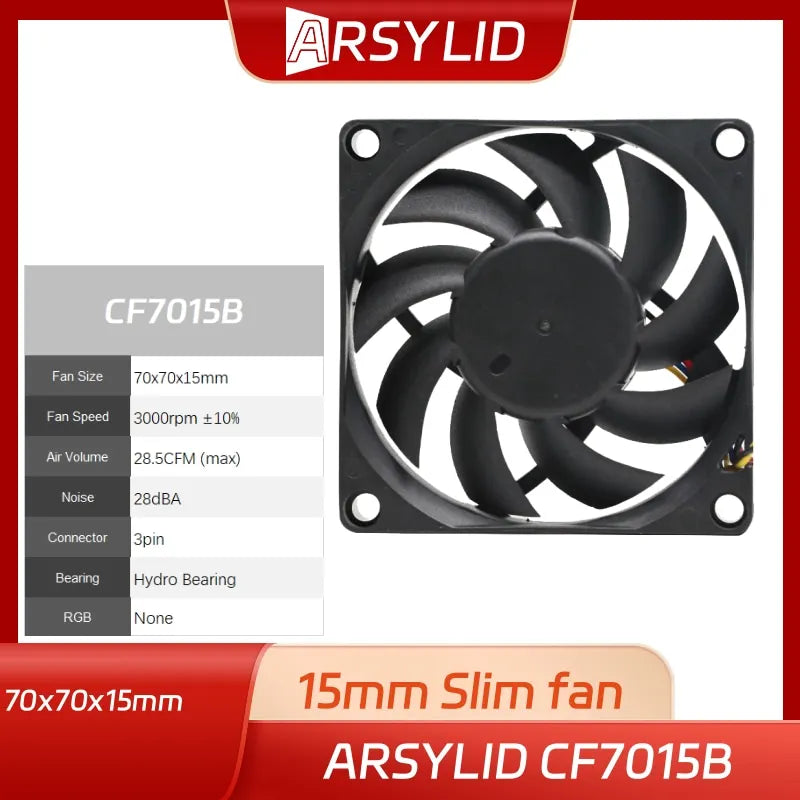 ARSYLID CF7015 70mm 7cm 7015 Fan Silent for Power Supply Computer Case cooler Black