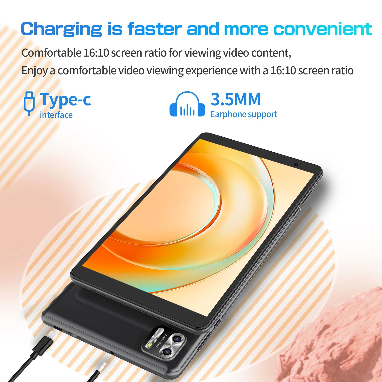 PRITOM 8 Inch tablet Android 14, Octa core, 8GB (4+4GB Virtual) RAM, 64GB ROM, 5GWi-Fi, with Protective Leather Case