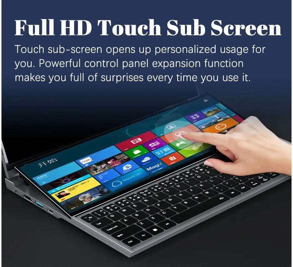 CRELANDER Dual Screen Laptop 16 Inch 2K + 14 Inch Touch Screen intel core  i7-9750 64GB RAM Zenbook Duo Laptop Gaming Notebook