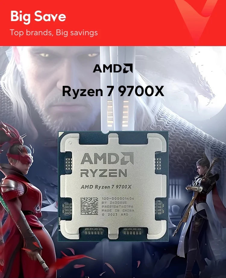 New AMD Ryzen 7 9700X Processor R7 9700X 5.5GHz 8-Core 16-Thread 40MB Game Cache 4NM TDP 65W Socket AM5 Gaming CPU Zen 5 No Fan