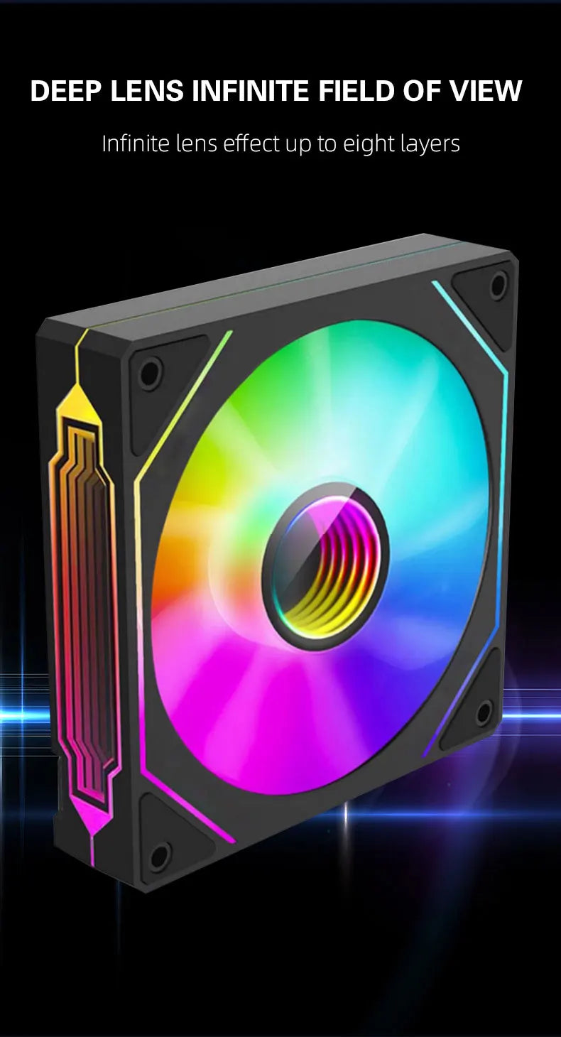 Computer Case Fan PRISM 4 PRO Mirror Cycle ARGB 120mm 4Pin PWM PC Quiet Cooling Fan Low Noise Chassis Fan