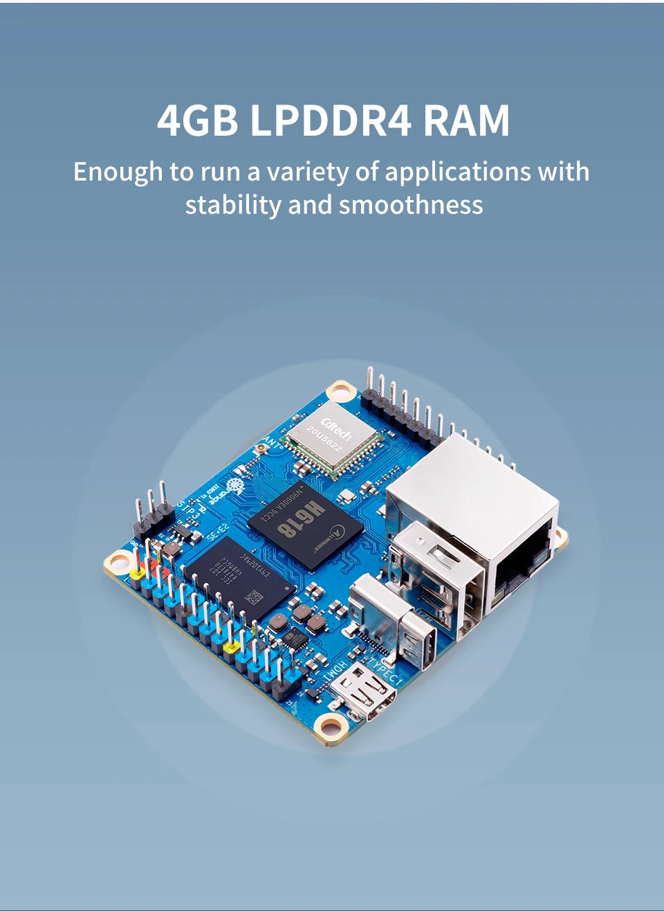 Orange Pi Zero 3 4G+Extension Board+5V3A Type-C Power Supply Mini PC DDR4 H618 WiFi5+BT5.0 Orange Pi Zero3 Single Board Computer