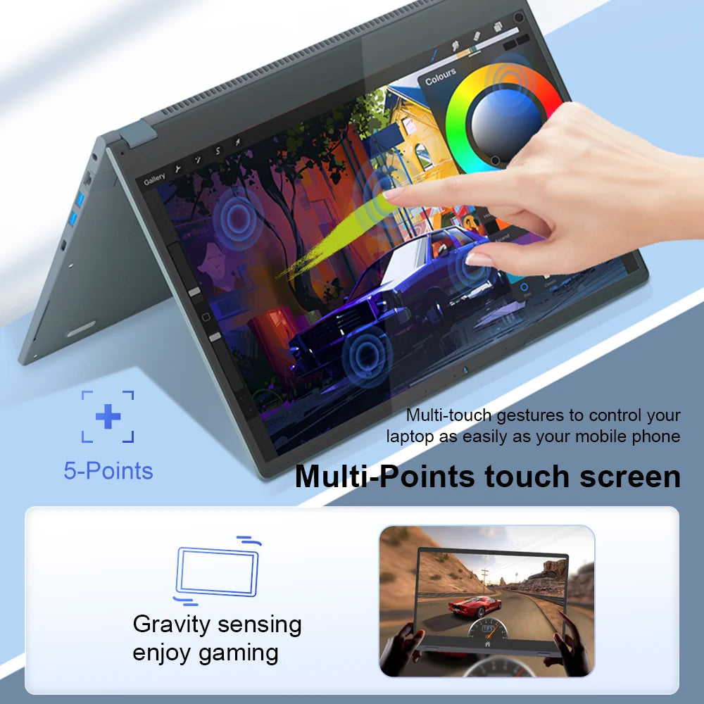 Ninkear YBOOK15 2 in 1 Laptop AMD Ryzen™ 3 3200U 15.6' 360° Flip FHD IPS Touchscreen 16G+512GB SSD  Backlit Keyboard Windows 11