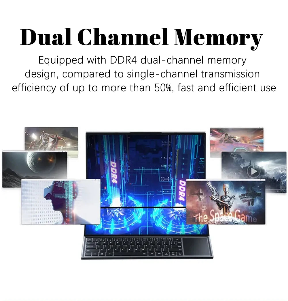 CRELANDER Dual Screen Laptop 16 Inch 2K + 14 Inch Touch Screen intel core  i7-9750 64GB RAM Zenbook Duo Laptop Gaming Notebook