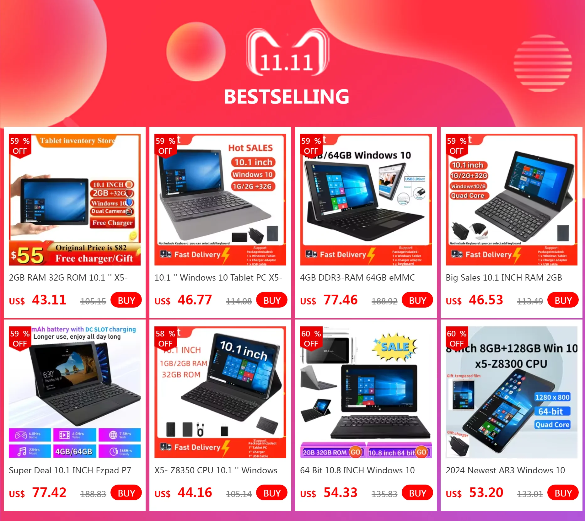 Flash Sales 10.1 INCH Windows 10 Tablet PC 2GBRAM +32GB ROM W101 Z8350 CPU with Pin Docking Keyboard Dual Cameras WIFI Quad Core
