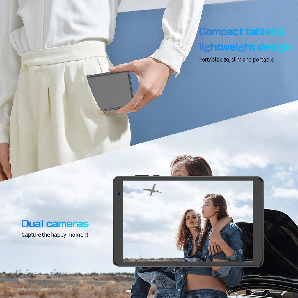 PRITOM 8 Inch tablet Android 14, Octa core, 8GB (4+4GB Virtual) RAM, 64GB ROM, 5GWi-Fi, with Protective Leather Case