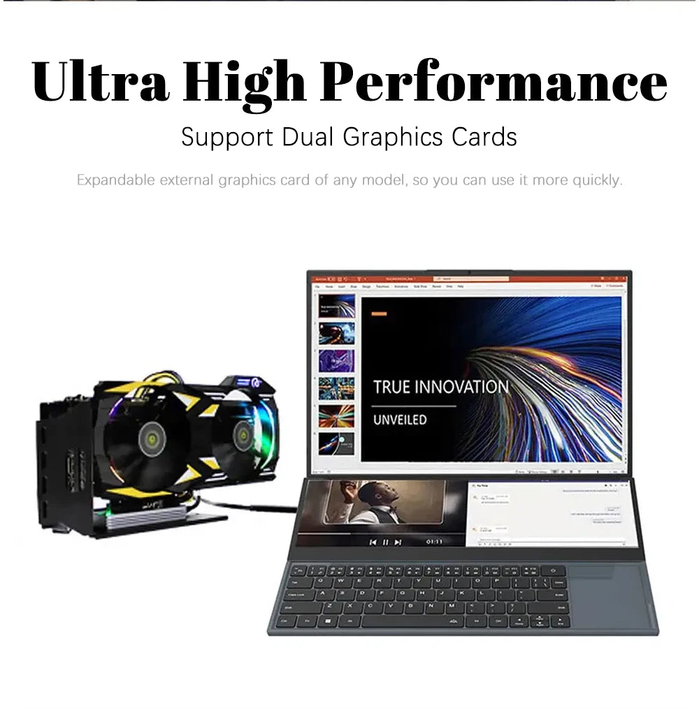 CRELANDER Dual Screen Laptop 16 Inch 2K + 14 Inch Touch Screen intel core  i7-9750 64GB RAM Zenbook Duo Laptop Gaming Notebook
