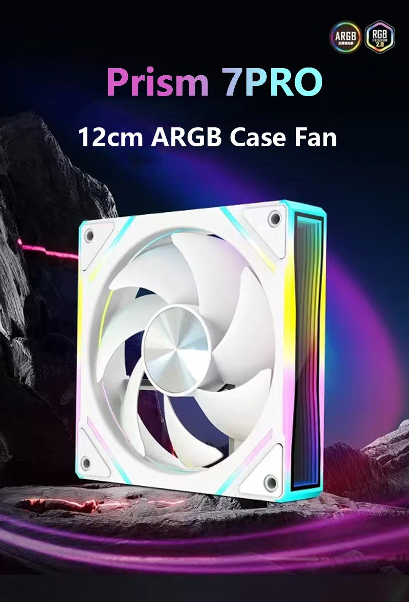 OEM PRISM 7 PRO ARGB Quiet Cooling Fan 4Pin PWM 65.5CFM/600-1800RPM Computer Chassis Fan