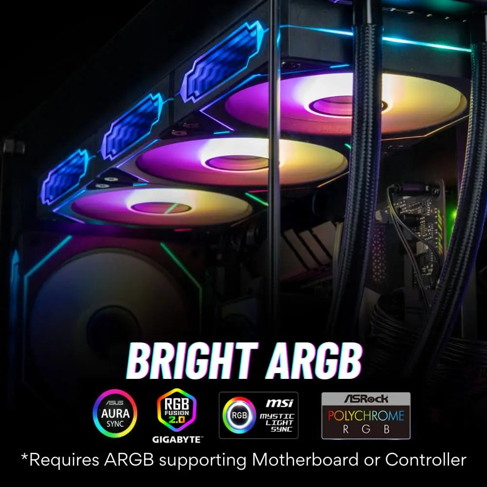 Computer Case Fan PRISM 4 PRO Mirror Cycle ARGB 120mm 4Pin PWM PC Quiet Cooling Fan Low Noise Chassis Fan