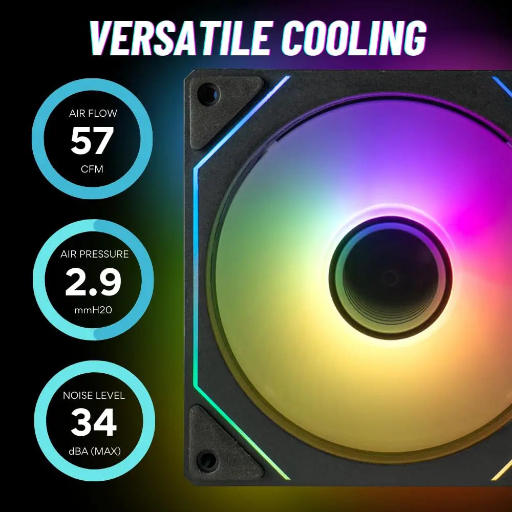 Computer Case Fan PRISM 4 PRO Mirror Cycle ARGB 120mm 4Pin PWM PC Quiet Cooling Fan Low Noise Chassis Fan
