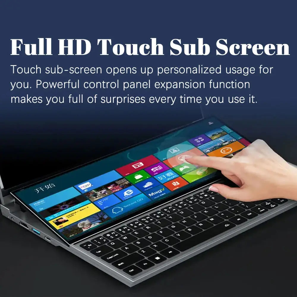 CRELANDER Dual Screen Laptop 16 Inch 2K + 14 Inch Touch Screen intel core  i7-9750 64GB RAM Zenbook Duo Laptop Gaming Notebook