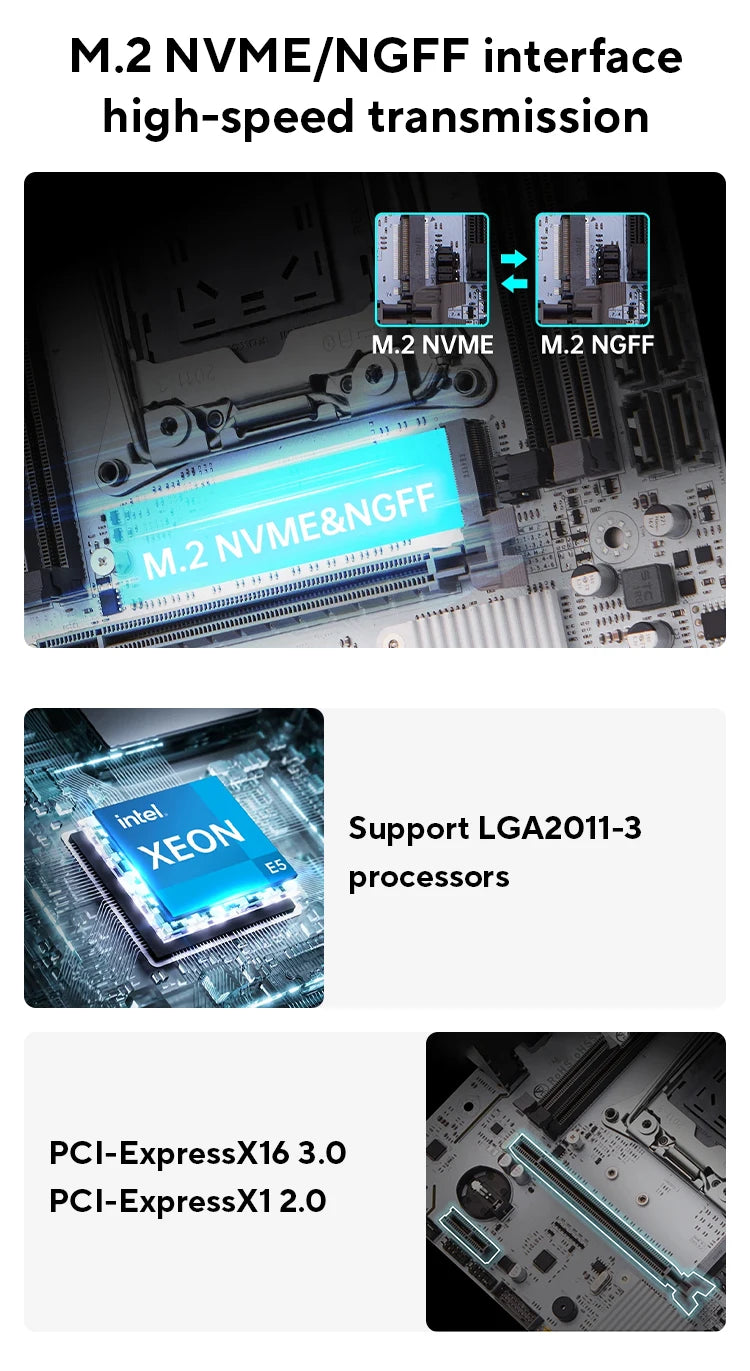 QIYIDA X99 motherboard D4 LGA 2011 3 with M.2 slot Support X99 C612chip DDR4 Memory SATA3.0 USB3.0 PCI16X