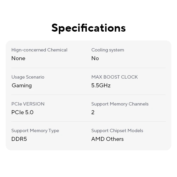 New AMD Ryzen 7 9700X Processor R7 9700X 5.5GHz 8-Core 16-Thread 40MB Game Cache 4NM TDP 65W Socket AM5 Gaming CPU Zen 5 No Fan