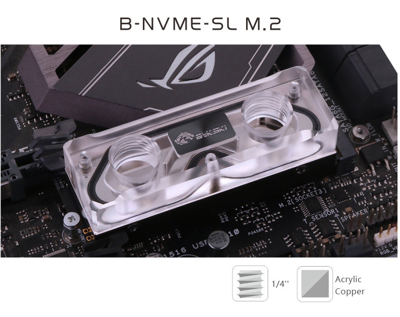 Bykski Water Block for 2280 /22110 PCI-E /SATA M.2 M2 SSD /Solid State Drive Hard Disk Radiator Nvme Heatsink Cooling /B-NVME-SL