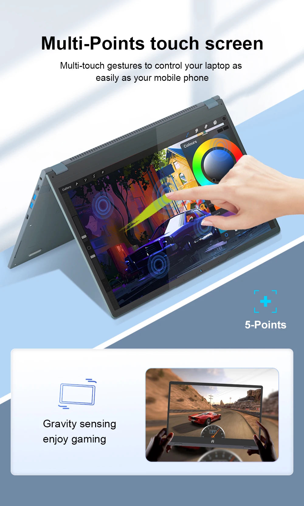 Ninkear YBOOK15 2 in 1 Laptop AMD Ryzen™ 3 3200U 15.6' 360° Flip FHD IPS Touchscreen 16G+512GB SSD  Backlit Keyboard Windows 11