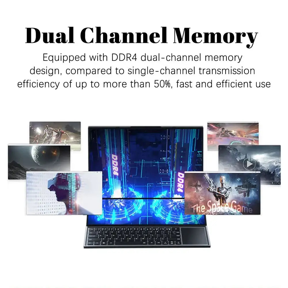 CRELANDER Dual Screen Laptop 16 Inch 2K + 14 Inch Touch Screen intel core  i7-9750 64GB RAM Zenbook Duo Laptop Gaming Notebook
