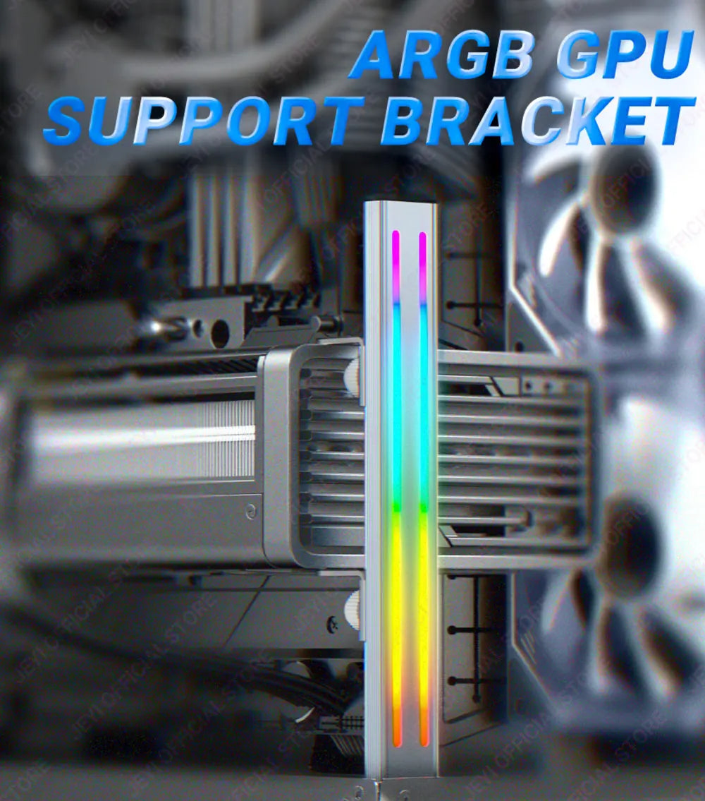 JEYI RGB GPU Graphics Card Support Bracket Aluminum Alloy Video Card Holder,  Built-in 5V ARGB SYNC Lamp, Adjustable Height