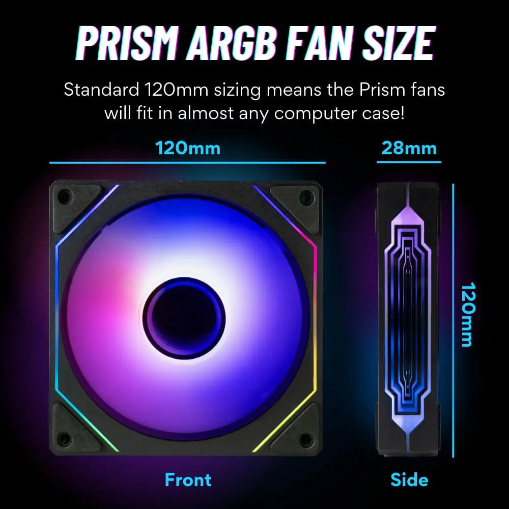 Computer Case Fan PRISM 4 PRO Mirror Cycle ARGB 120mm 4Pin PWM PC Quiet Cooling Fan Low Noise Chassis Fan