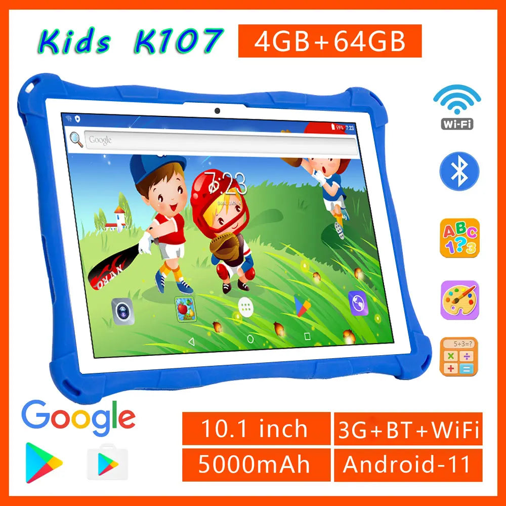 BDF Kids 10.1 Inch Tablet Android 11 Pc 4GB Ram 64GB Rom 3G SIM Card Slot Built in children's program software WiFi Bluetooth