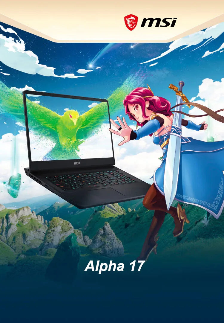 MSI Alpha 17 Gaming Laptop 17.3 Inch QHD 2.5K 240Hz IPS Screen Notebook AMD Ryzen R9-7940HX 32GB 2TB RTX4060 Gaming Computer PC