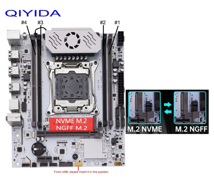 QIYIDA X99 motherboard D4 LGA 2011 3 with M.2 slot Support X99 C612chip DDR4 Memory SATA3.0 USB3.0 PCI16X