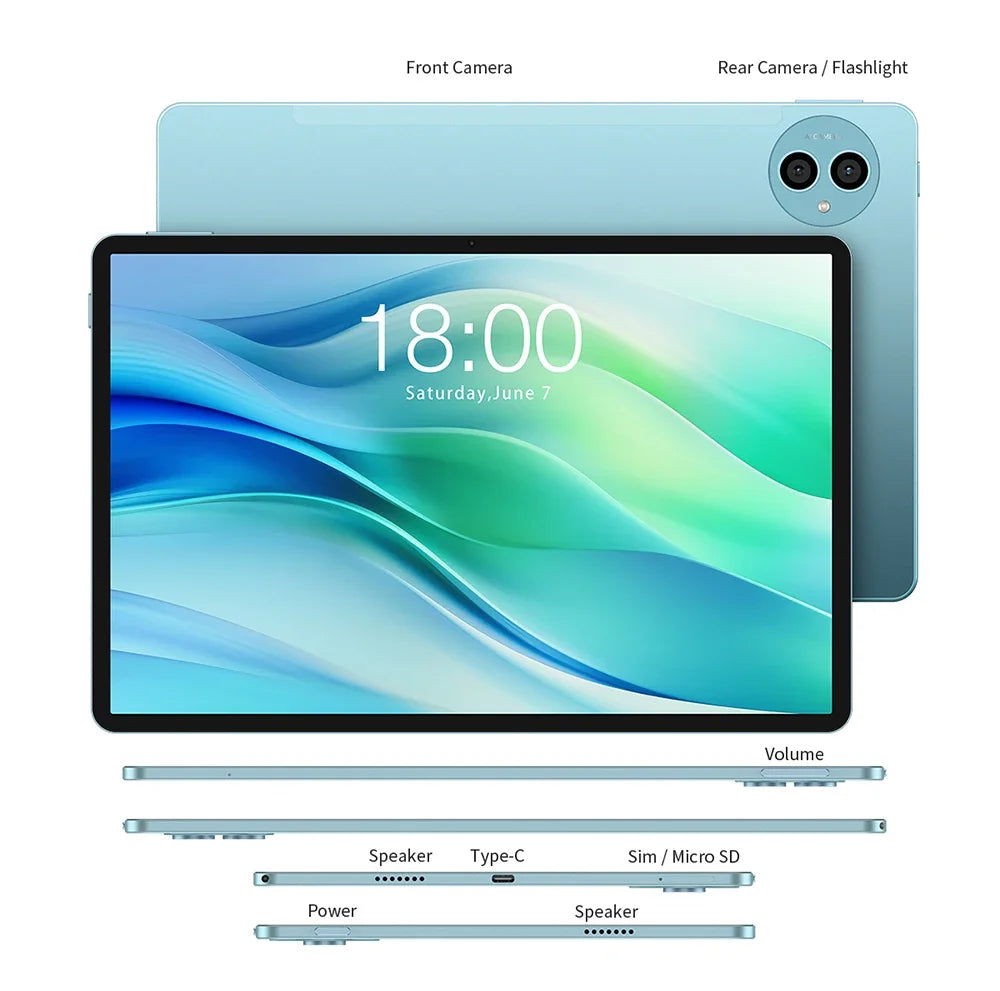 Teclast Android 14 P50 Tablet 11" 90Hz Screen 1280×800ISP T606 6GB LPDDR4 128GB ROM WIFI Bluetooth 5.0 Type-C 8000mAh Battery