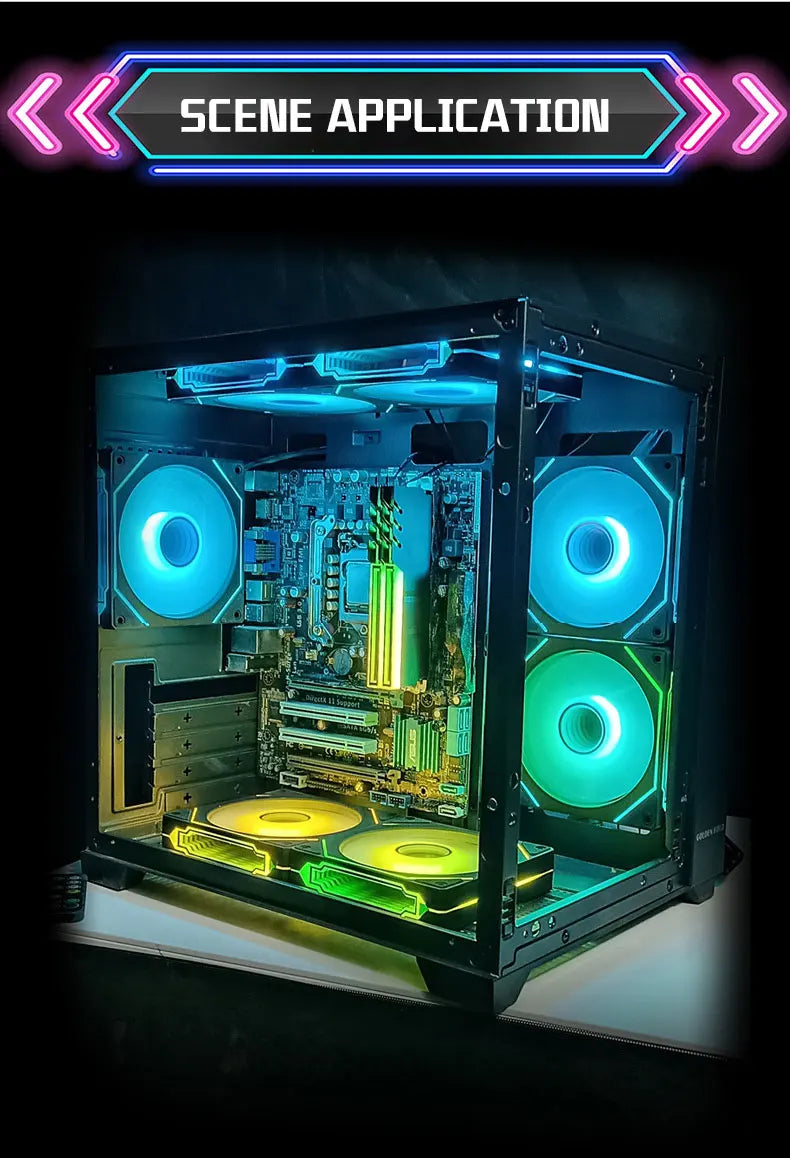 Computer Case Fan PRISM 4 PRO Mirror Cycle ARGB 120mm 4Pin PWM PC Quiet Cooling Fan Low Noise Chassis Fan