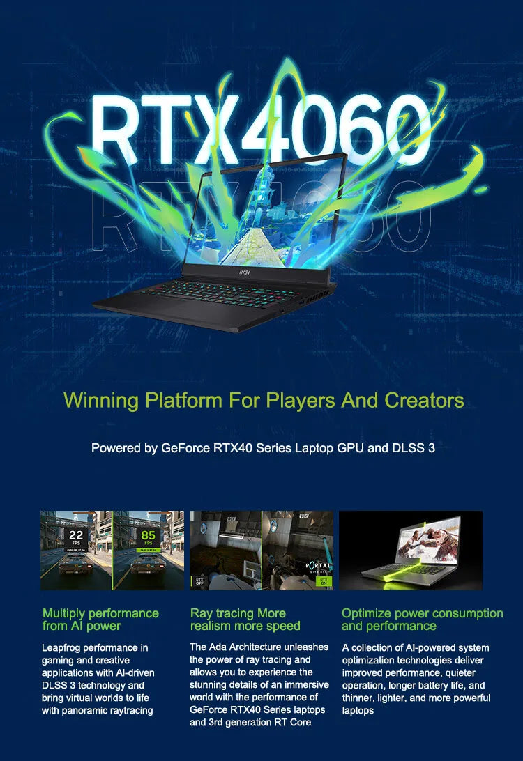 MSI Alpha 17 Gaming Laptop 17.3 Inch QHD 2.5K 240Hz IPS Screen Notebook AMD Ryzen R9-7940HX 32GB 2TB RTX4060 Gaming Computer PC
