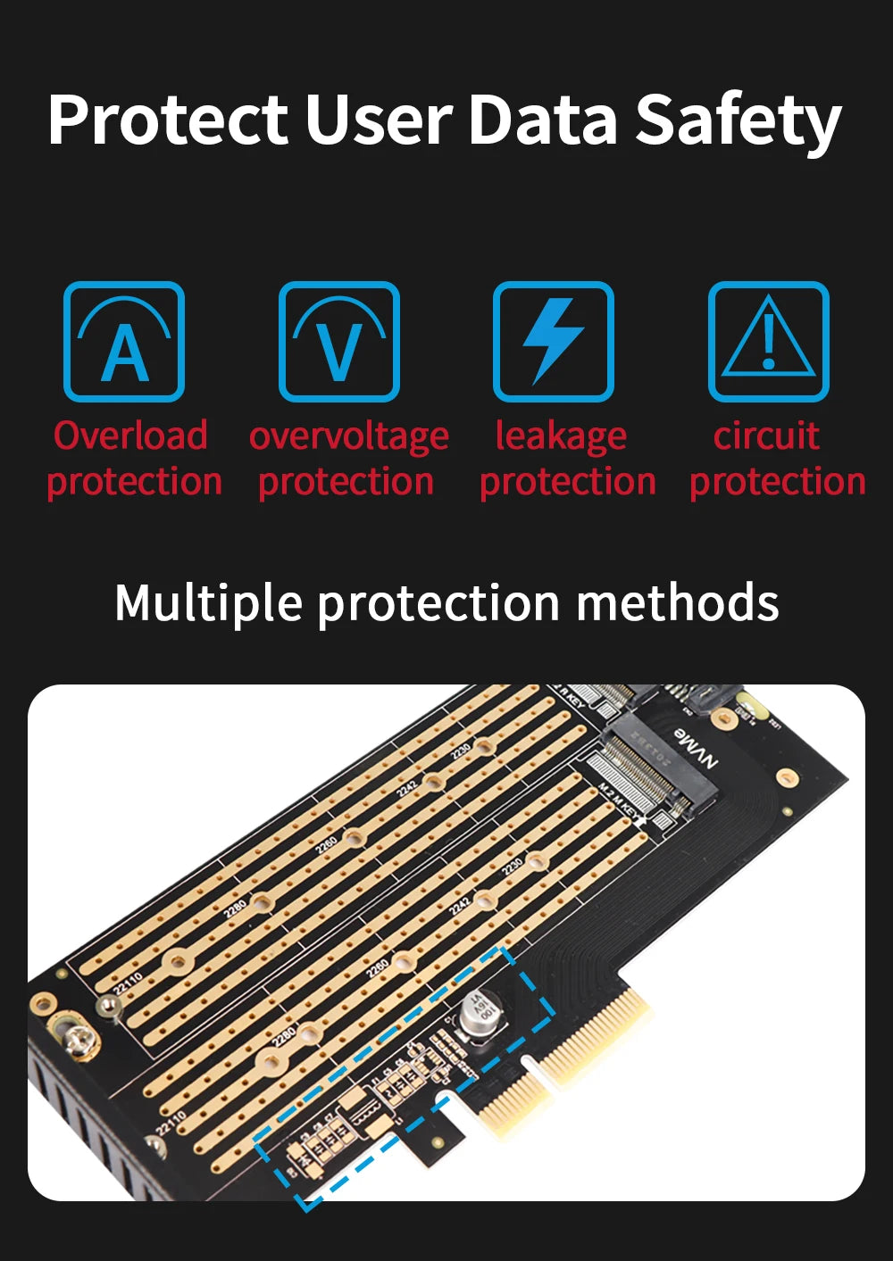 JEYI Dual M.2 PCIE 4.0 Adapter for NVMe / NGFF SSD, NVME (M Key) and SATA (B Key) SSD to PCIe X4 X8 X16 Slot for Desktop PC SK6